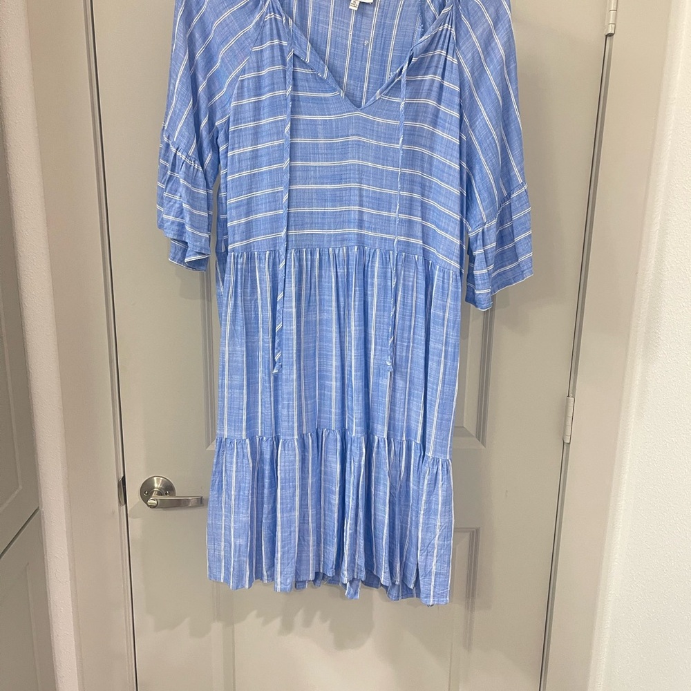 Signature by Robbie Bee Blue Striped Dress